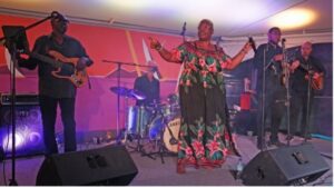 Photograph of the Tanya M. Quintet performing at the 2023 St Barths Bucket Regatta.