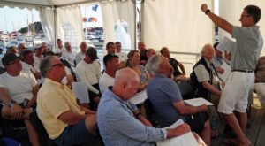 Photograph of the Super Yacht Racing Association meeting at the 2023 St Barths Bucket Regatta