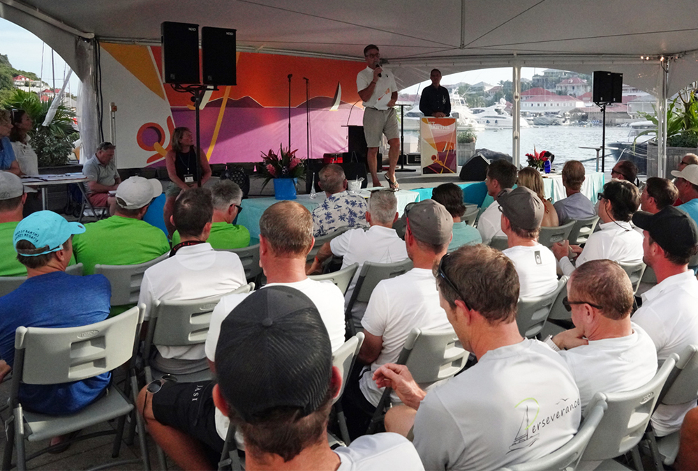 Photograph of skipper’s meeting at the 2023 St Barths Bucket Regatta.