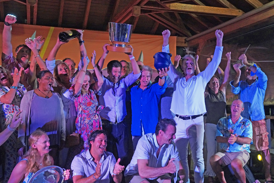 Crew and friends of the 2023 Bucket overall winner Nakupenda celebrates.