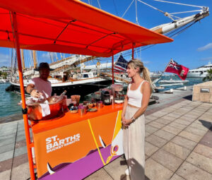 Hermes bar serving lattes and fruit juice at the 2023 St Barths Bucket Regatta.