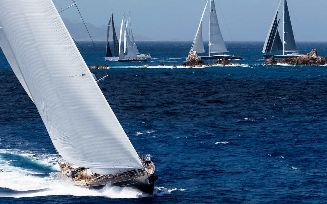 Yachts racing at the 2023 St Barths Bucket Regatta.