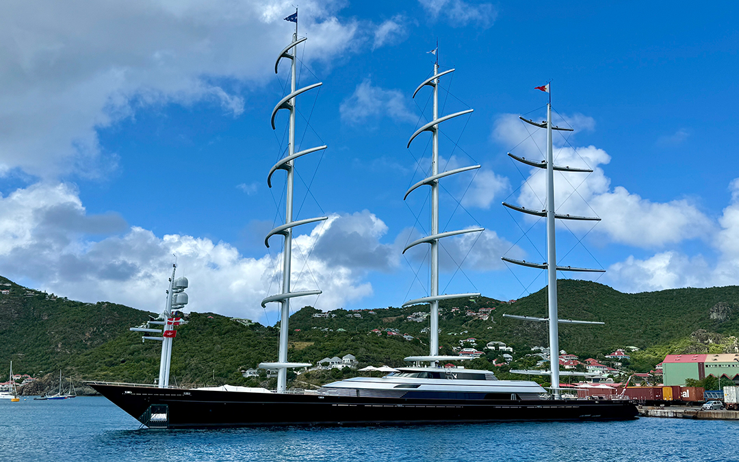 The Maltese Falcon, the world’s sixth-largest sailing yacht (88 meters) and one of the Bucket’s social (non-racing) entries.