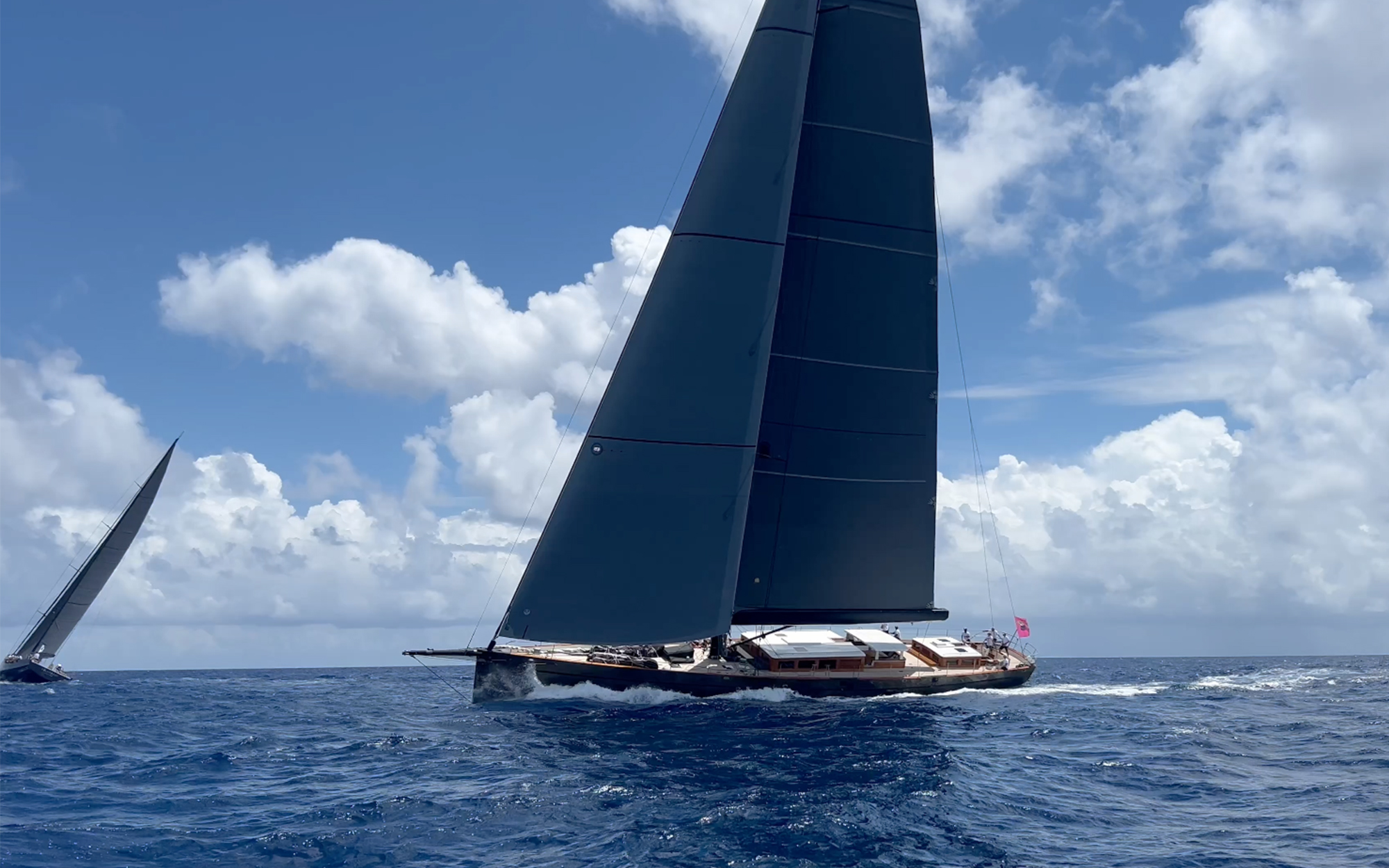 Photograph of superyacht racing at the 2024 St Barths Bucket Regatta.