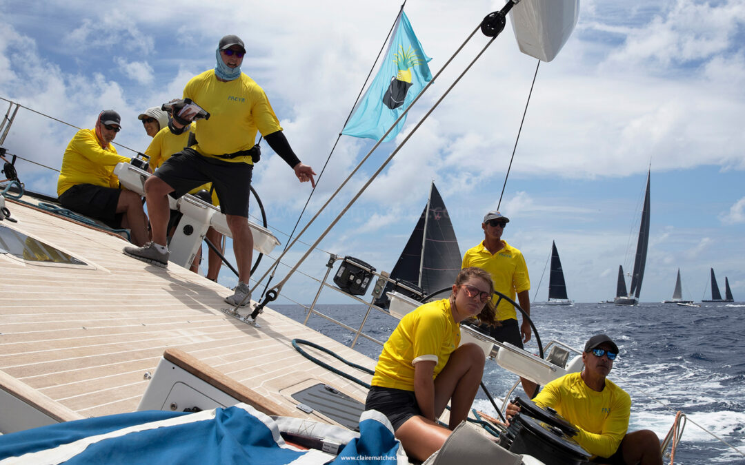 Superyacht Freya racing during day 1 of the 2024 St Barths Bucket Regatta.