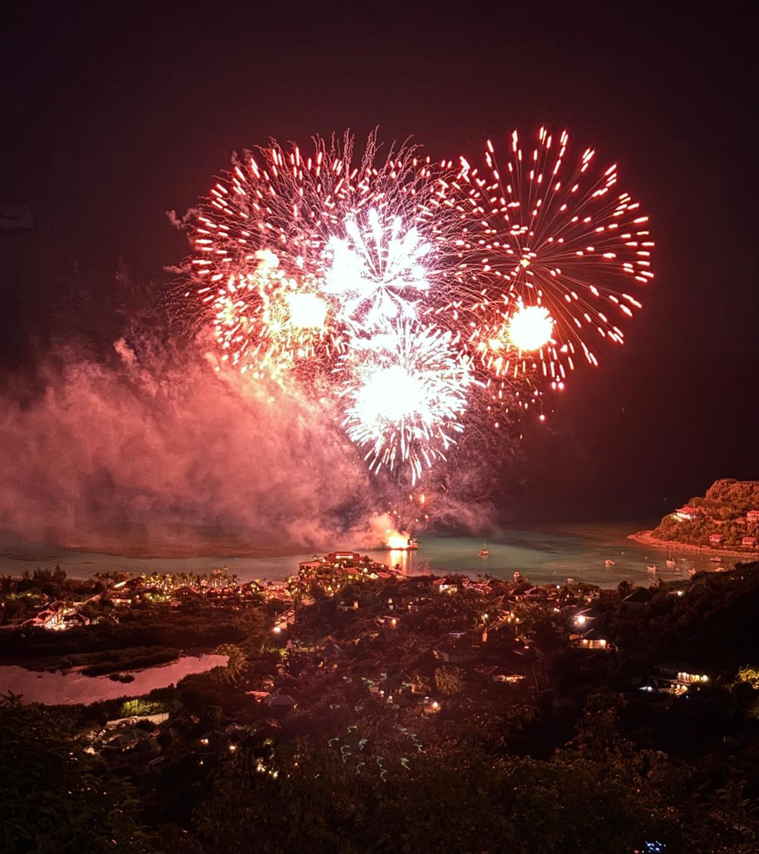 Photograph of fireworks on 13 March 2025 over St Barths.