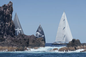 Photo of superyachts racing at the 2025 St Barths Bucket. Photograph by Martin Baum.