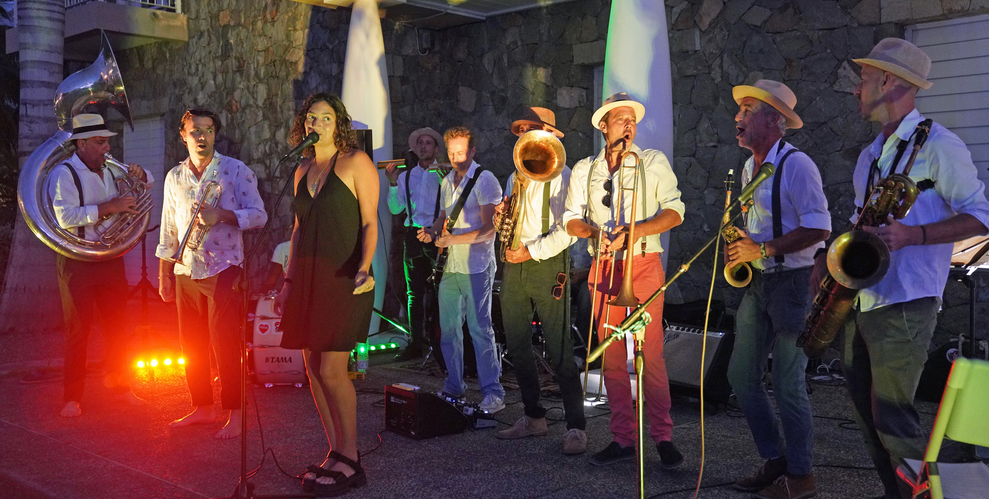 The Bitin Band performing at the 2025 St Barths Bucket Regatta.